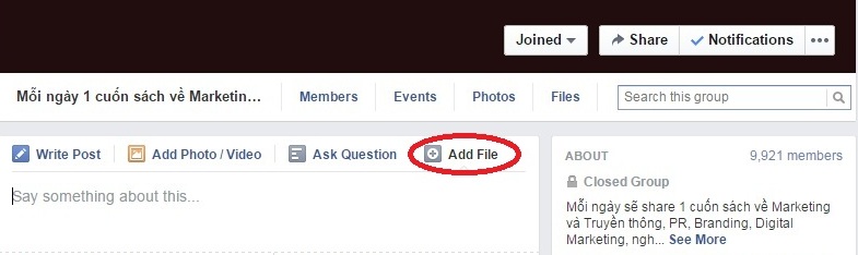 How to add a file to a facebook group?